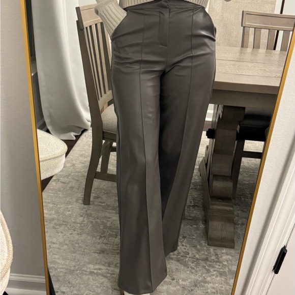 Soho Apparel Pants - Faux Leather Gray Women's Woman’s Work Dress Pants